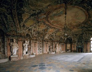 Utsikt over den store salongen til slottet Weissenstein, arkitekt Johann Dientzenhofer (1663-1726) 1714 Pommersfelden, Tyskland av Johann Dientzenhofer