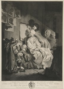 Opprinnelsen til maleri, eller fasjonable portretter; pub. 1767