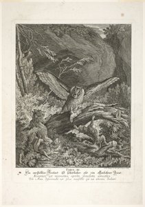 Fable III, plate tre fra Instructive Fables of the Realm of Theire av Johann Elias Ridinger