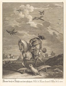 Falconeer løfter en ugle fra bakken av Johann Elias Ridinger