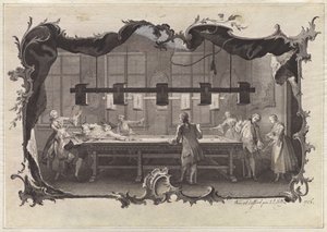 Mine damer og herrer som spiller biljard av Johann Esaias Nilson