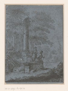 Landskap med ruiner og to figurer av Johann Friedrich Alexander Thiele