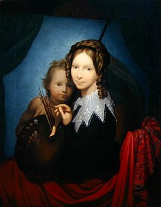 Arving-prinsesse Auguste, kopierer den sixtinske madonna (olje på lerret)
