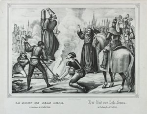 Jan Hus død i Constance, midten av 1800-tallet. av Johann Friedrich Wentzel