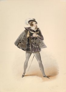 Costume Study for Belmonte in the Abduction from the Seraglio av W.A. Mozart, ca. 1830-50. av Johann Georg Christoph Fries