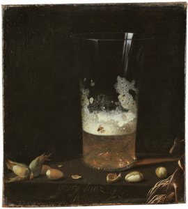 Stilleben med ølglass og nøtter av Johann Georg Hainz