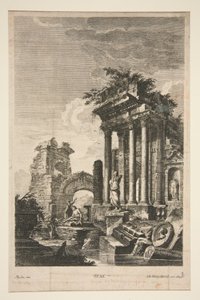 Capriccio med romerske ruiner av Johann Georg Hertel