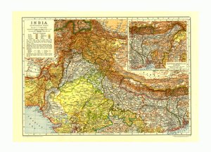 Kart over Indias nordlige del, c1910 av Johann Georg Justus Perthes