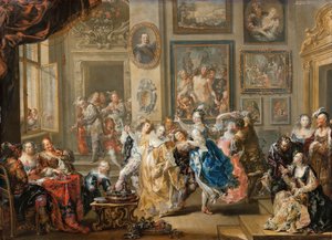 Dansescene med palassinteriør, 1731-1734.