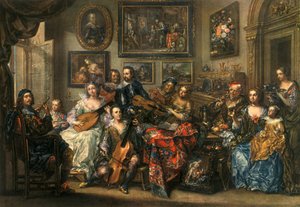Fløyte, lut, cello og fiolin, Johann Georg Platzer 1704-1761, 1948