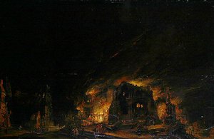 Brann, ca. 1760 (olje på tre) av Johann Georg Trautmann