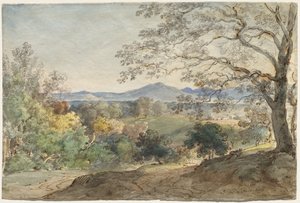 En utsikt over Inn-dalen til Alpene og Neubeuern, ca. 1790.
