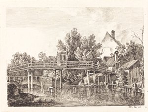 Den lille Isar gangbroen av Johann Georg von Dillis