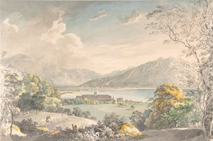 Utsikt over klosteret i Tegernsee sett fra nord-øst, sent på 1700- og midten av 1800-tallet.