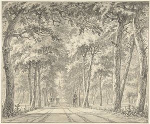 Utsikt over en allé med Schloss Karlsruhe av Johann Goll van Frankenstein (I)