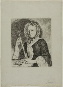 Kvinne med parasoll (fru Friedrich Christian Glume, svigerinne til kunstneren) av Johann Gottlieb Glume