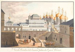 Utsikt over Kreml i Moskva. Terem-palasset, 1813 av Johann Gottlieb Lohrer