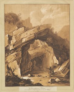 Utsikt over grotten ved Heilbrunn, nær Salzburg av Johann Gottlieb Prestel, after Schellinger