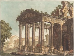 Herkules tempel i Cori av Johann Gottlieb Prestel, probably after Alessandro Moretti