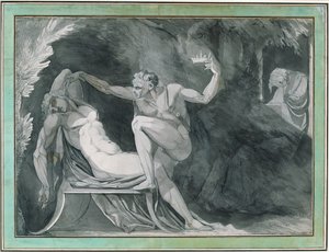 Danmarks konge blir forgiftet i søvne av sin bror av Johann Heinrich Füssli