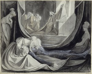 Kriemhild holder likvake over Siegfried av Johann Heinrich Füssli