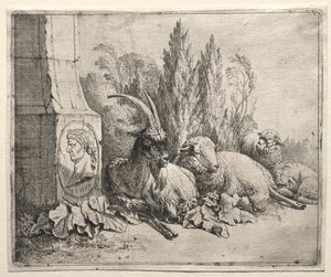Byste på bunnen av en pyramide av Johann Heinrich Roos