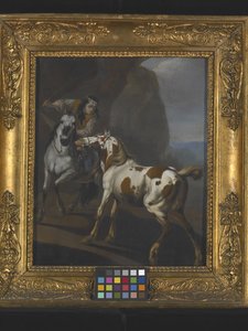 Indian Taming A Horse (olje på lerret) av Johann Heinrich Roos