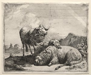 Vær og to sauer av Johann Heinrich Roos