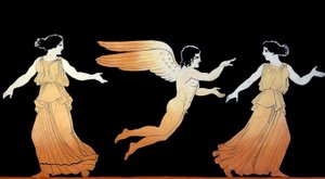 Eros forfølger to kvinner ca. 1796 (Kobberplategravering) av Johann Heinrich Wilhelm Tischbein