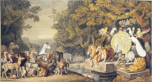 The Court of the Animals, illustrasjon av Canto IV av Goethes "Reineke Fuchs" av Johann Heinrich Wilhelm Tischbein