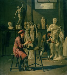 Interiør i et billedhuggerstudio