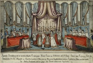 Marie-Louise giftet seg med Napoleon ved fullmektig i Wien, med erkehertug Charles som representant for Napoleon, 18