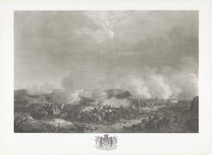 Prince of Orange i slaget ved Quatre-Bras, 1815 Tolv plater med ankomst og innvielse av William I i Brussel og kampene ved Quatre-Bras og Waterloo i 1815 (serietittel) av Johann Hürlimann