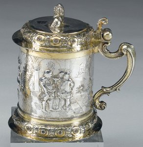 Tankard, Danzig, ca. 1680 (pakke forgylt sølv) (se også 469712) av Johann II Rohde