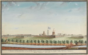 Prospekt fra Fort St George av Johann Jacob Ludewig Rothmeyer