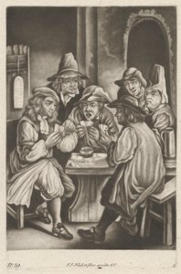 Menn som spiller kort av Johann Jacobus Haid