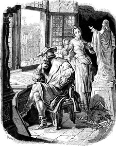 Arkitekt Erwin von Steinbach med datteren Sabina Illustrasjon fra det tyske folkets historie av E. Duller, 1840