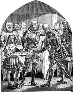 Ett egg stykket rundt, men to egg til den galante Schweppermann Fra det tyske folks historie av E. Duller, 1840