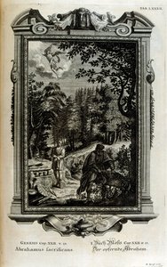 Abraham forbereder seg på å ofre Isak av Johann Jakob Scheuchzer