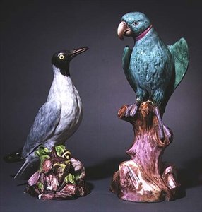 Augustus Rex Meissen figurer av en terne og en parakitt (porselen)