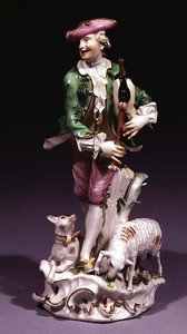 Meissen gjeter med sekkepipe (porselen)