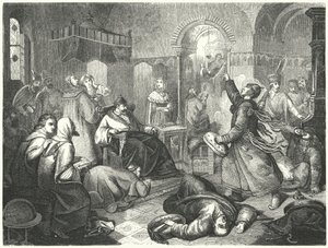 En finsk trollmann som forutsier den forestående døden til Ivan den grusomme (gravering) av Johann Karl Baehr