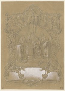 Design til dåpskort av Johann Klein (attributed to)