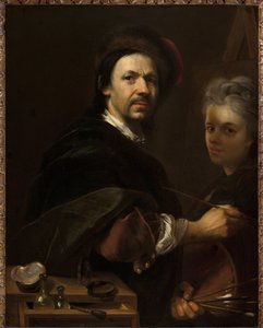 Selvportrett med kone - Selvportrett med kone - Jan (Johann) Kupecky (Kupetzky) (1667-1740). olje på lerret