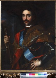 Portrett av keiser Peter I den store (1672-1725) - Jan (Johann) Kupecky (Kupetzky) (1667-1740). Olje på lerret