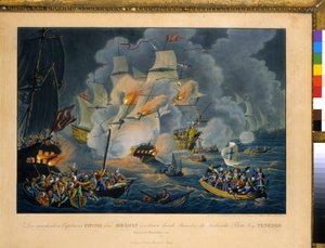 Slaget ved Tenedos, 27. oktober 1822 (Etsing)