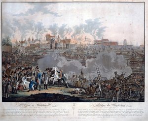 Slaget ved Ratisbon 23. april 1809 (slaget ved Regensburg) - Rugendas, Johann Lorenz, den yngre (1775-1826) - 1809 - Akvatint - 54,6x65,4 - Privat samling