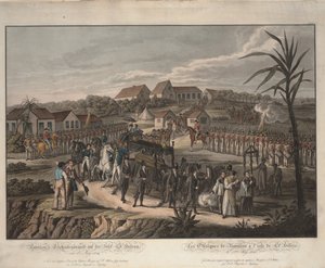Begravelsesprosesjon av Napoleon Bonaparte på St. Helena, 1821 av Johann Lorenz Rugendas the Younger