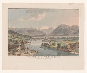 Utsikt over Thunsjøen fra Thun Slott Vue prize du chateau de Thoun (tittel på objekt)