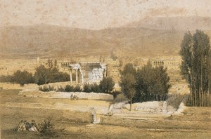 Baalbek. Etsning av Bernatz et alii - Steinkopk J.F. Redaktør av Johann Martin Bernatz